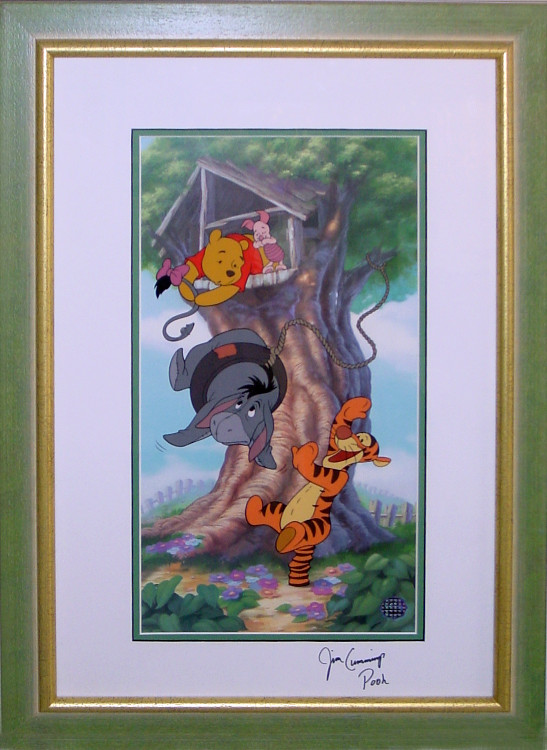 Winnie the Pooh- Swingtime with Eeyore sericel Signed - Click Image to Close