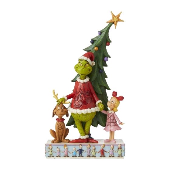 Grinch tuigt de kerstboom op