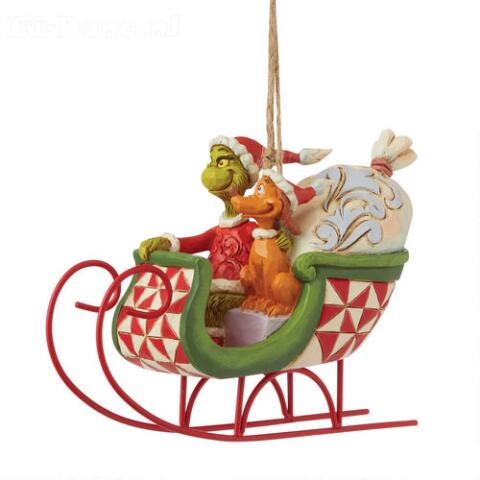 Grinch & Max in Sleigh Hanging Ornament
