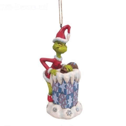 Grinch klimmend in schoorsteen ornament.