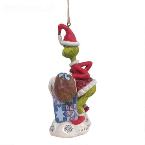 Grinch klimmend in schoorsteen ornament.